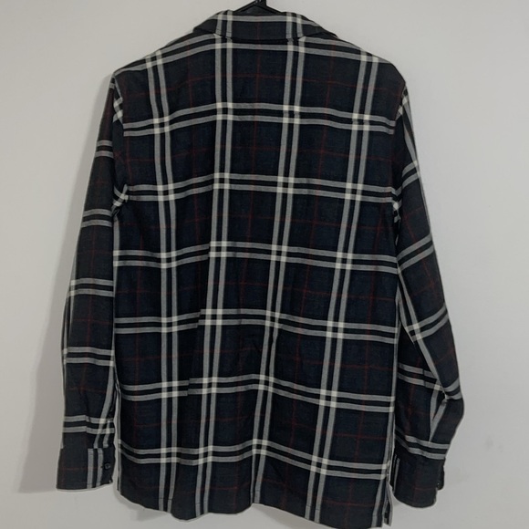 RALPH LAUREN WOMEN M WOOL BLACK PLAID CHARCOAL GRAY IVORY ZIPPER SHIRT - Picture 4 of 8